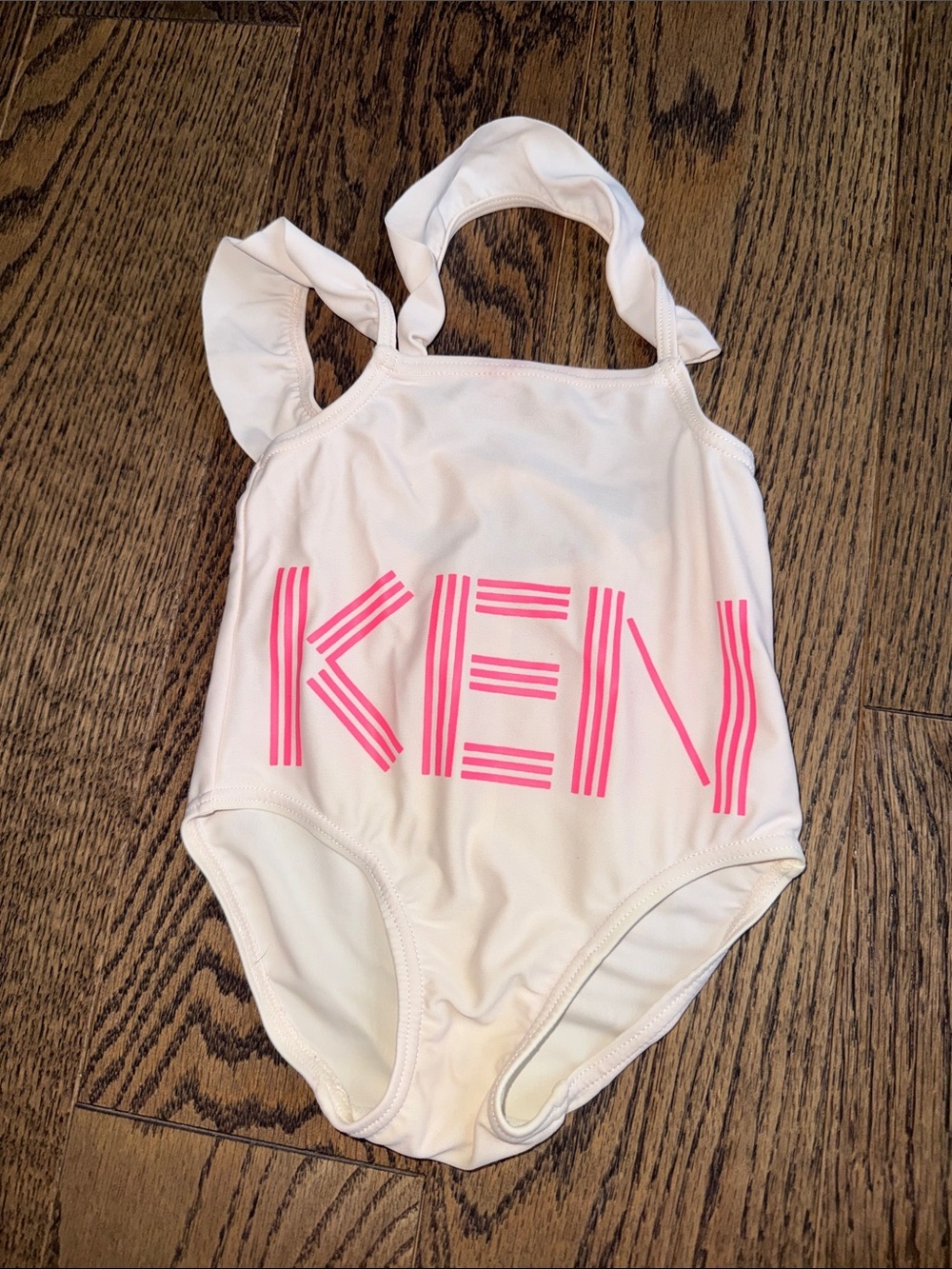 Kenzo Kids One-Piece Swimsuit in cream with Hot Pink Logo 18-24m 2t